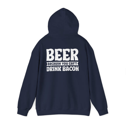 red hoodie with beer because you can't drink bacon novelty print gift for him