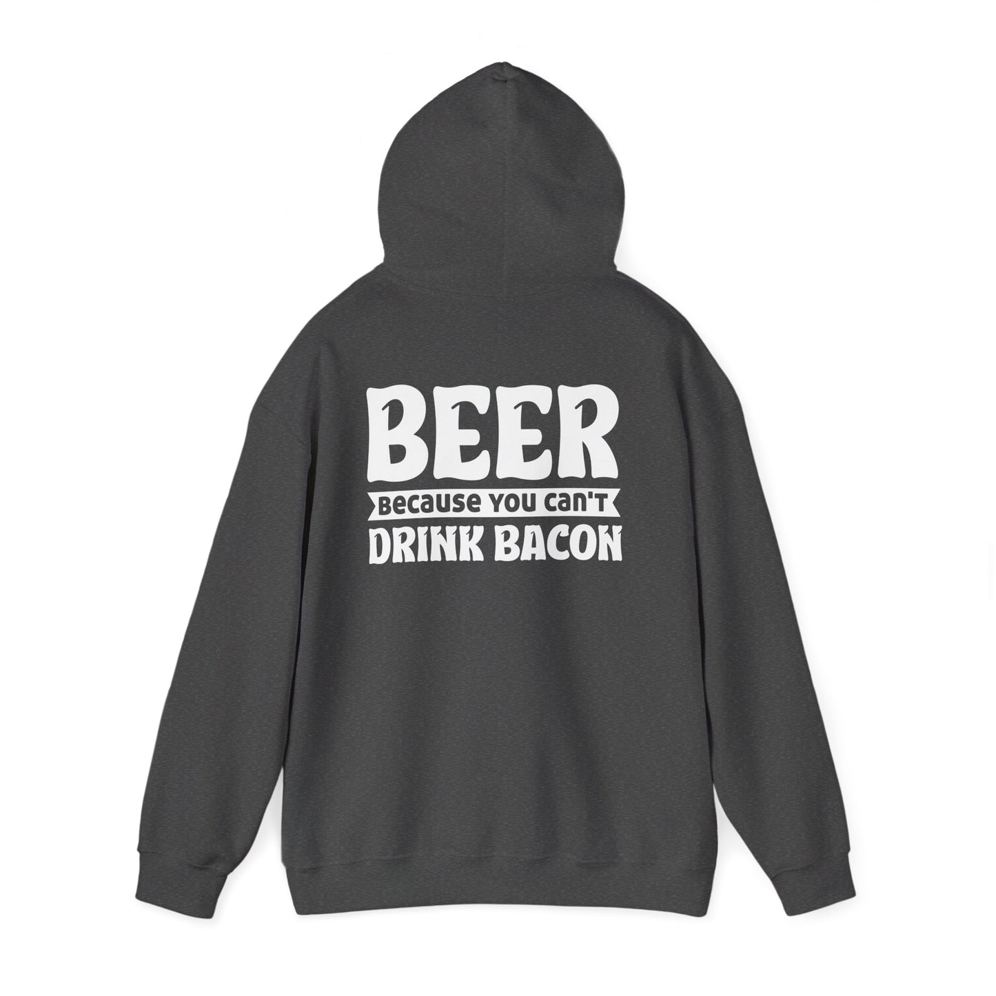 royal blue hoodie with funny beer bacon slogan birthday gift idea for men