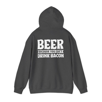 royal blue hoodie with funny beer bacon slogan birthday gift idea for men