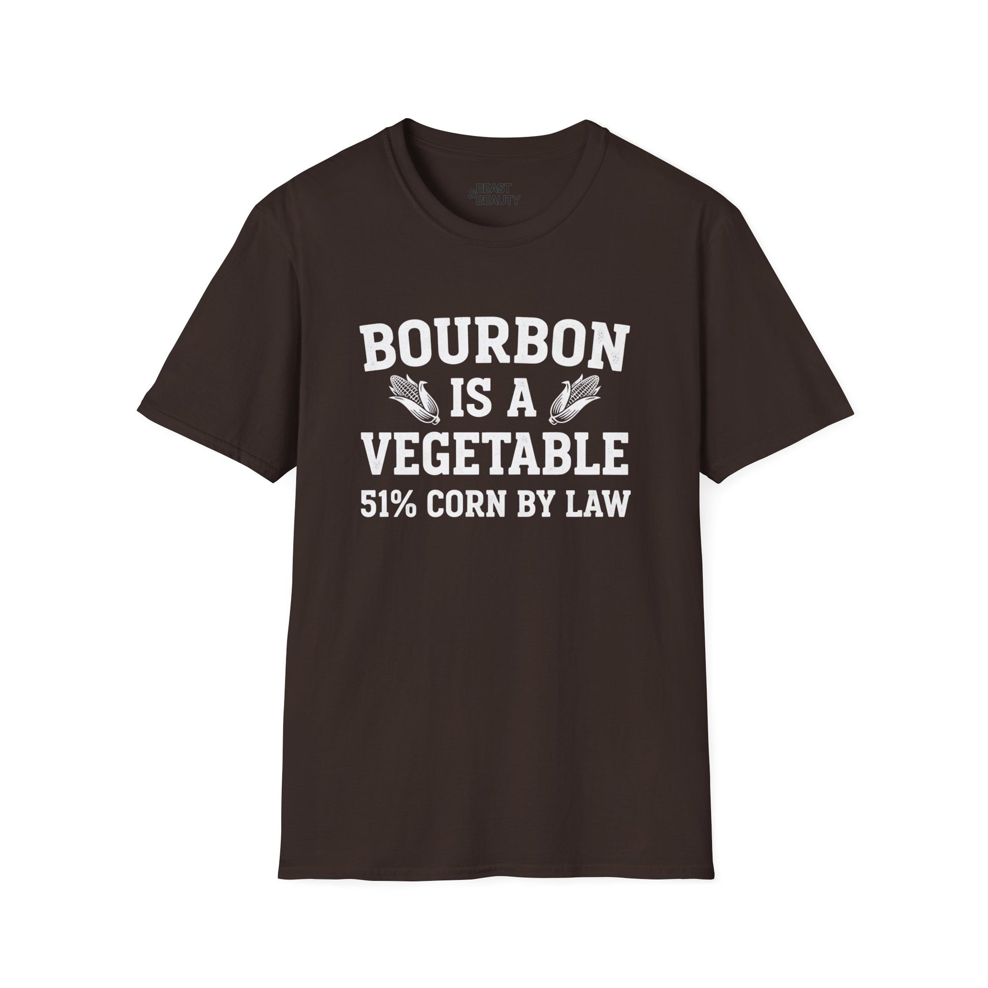 royal blue t-shirt with bourbon is a vegetable funny distillery gift design