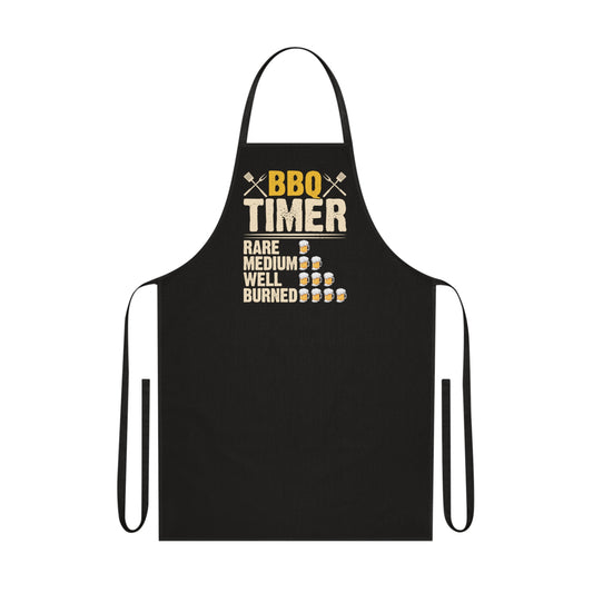 navy bbq timer grilling apron with bold bbq timer print for outdoor cooking gifts