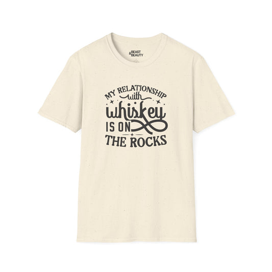 my relationship with whiskey is on the rocks t-shirt t-shirt front product image