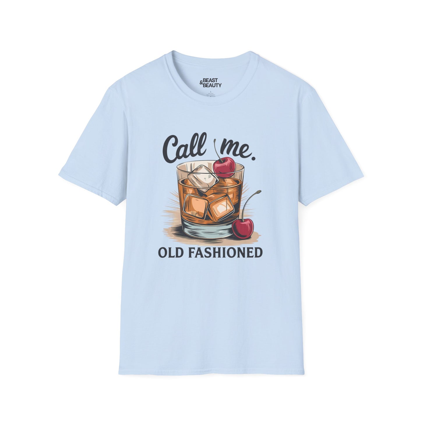 natural t-shirt with call me old fashioned slogan gift for cocktail and whiskey lover
