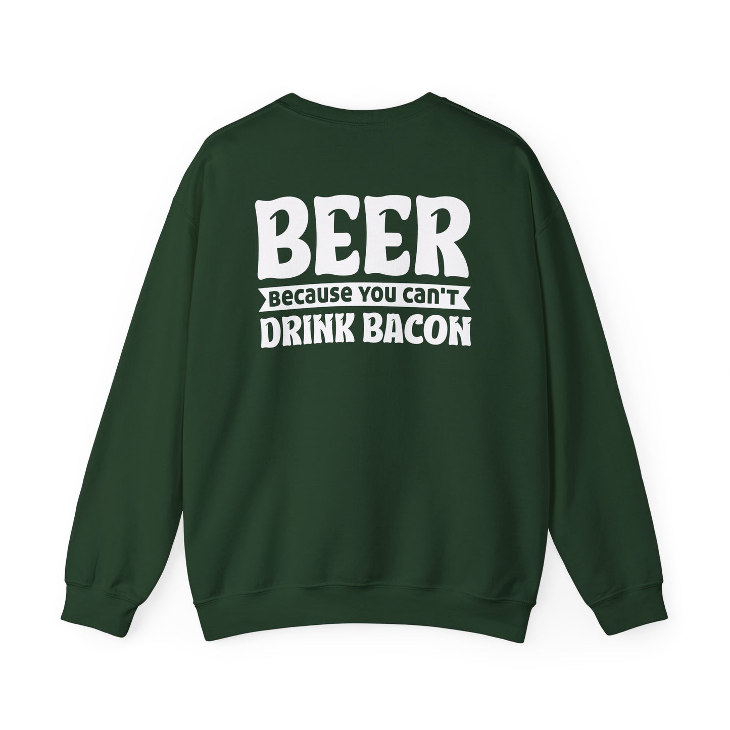 black sweatshirt with beer because you can't drink bacon funny beer lover design