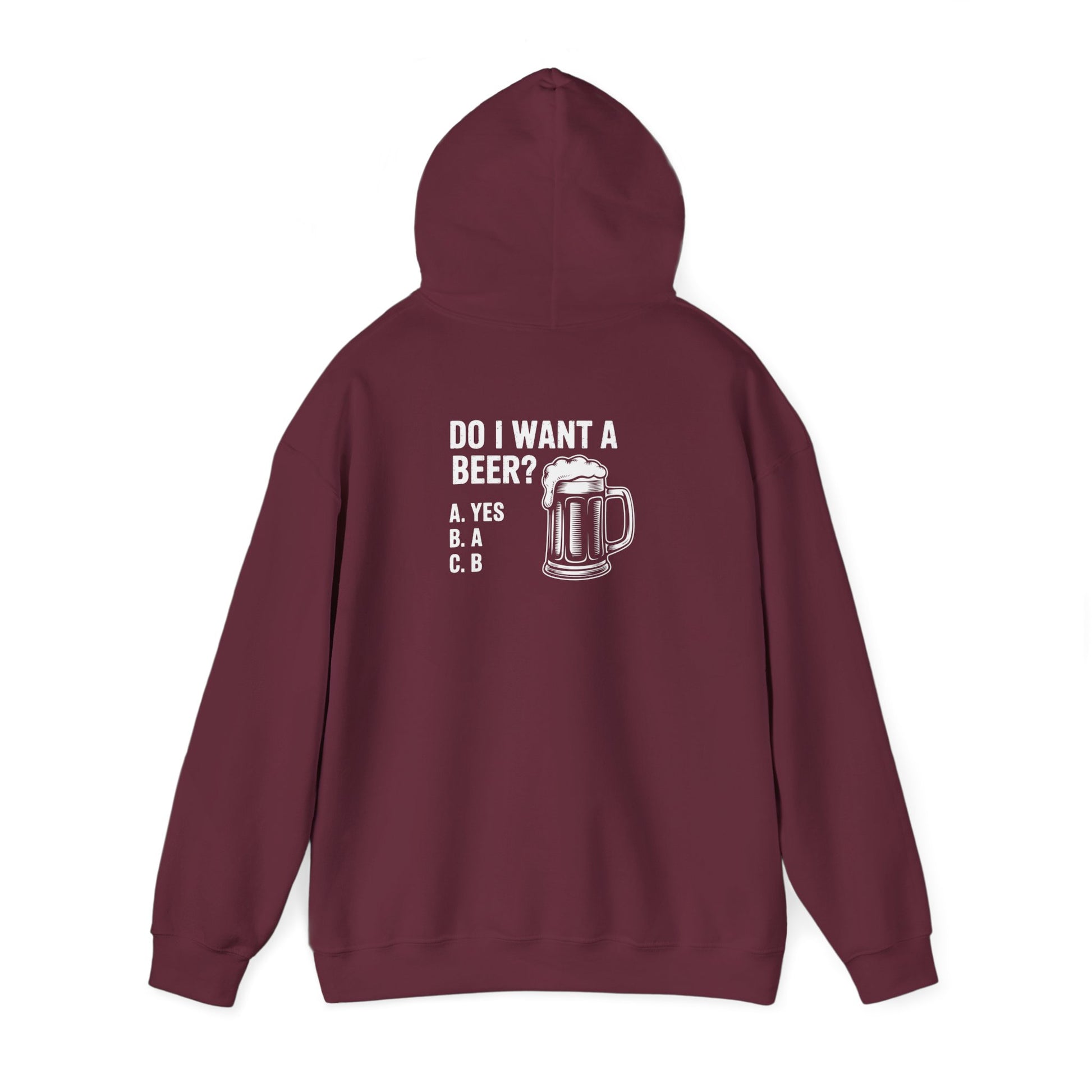 royal blue hoodie with do i want a beer funny beer design