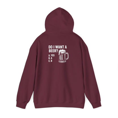 royal blue hoodie with do i want a beer funny beer design