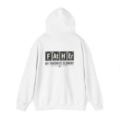 light pink hoodie with father my favorite element chemistry print