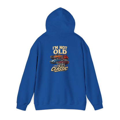 sand hoodie with automotive classic car slogan print