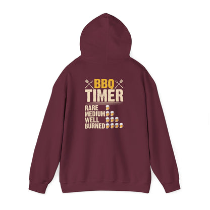 royal blue hoodie with bbq timer funny grill master graphic