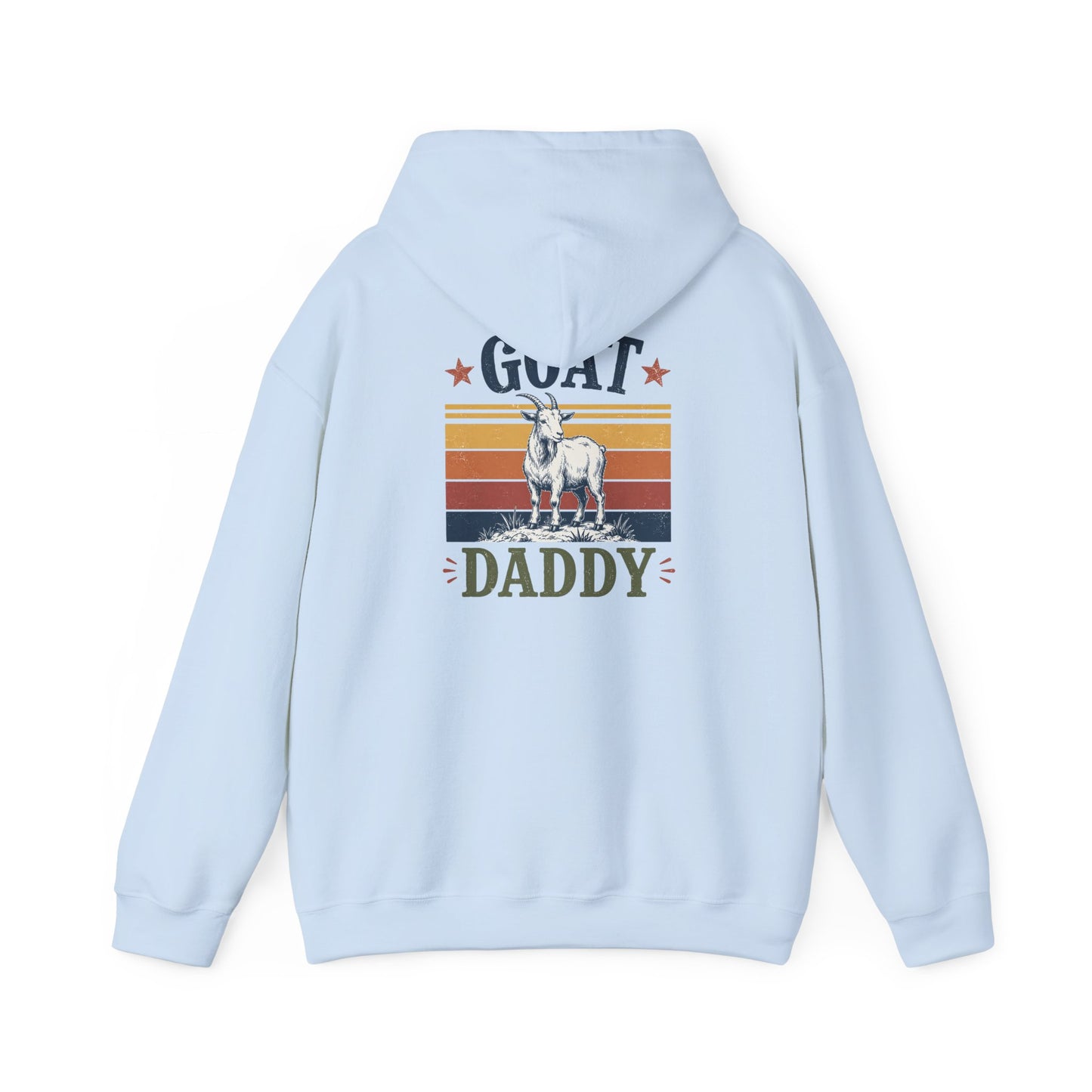 sand hoodie with GOAT daddy greatest of all time graphic design for dad