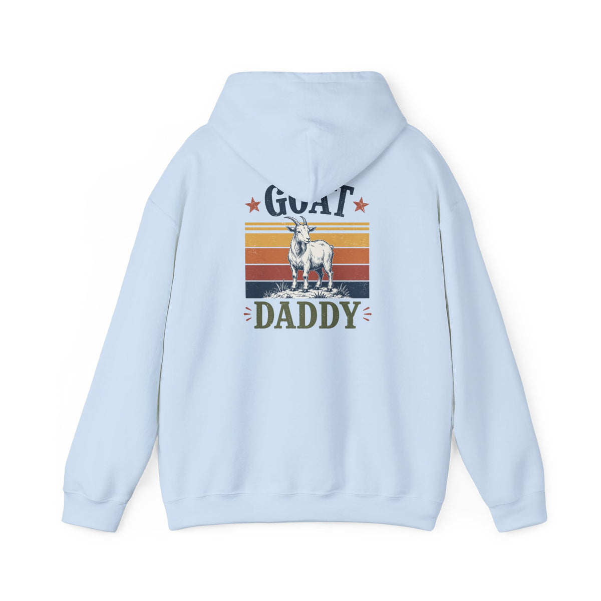 sand hoodie with GOAT daddy greatest of all time graphic design for dad