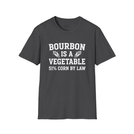 navy t-shirt with bourbon is a vegetable funny corn liquor design
