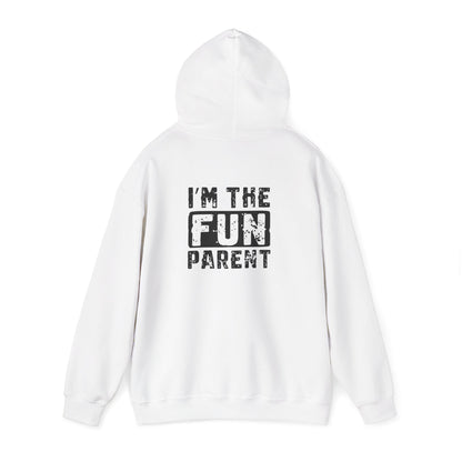 sport grey hoodie with i'm the fun parent funny family slogan design