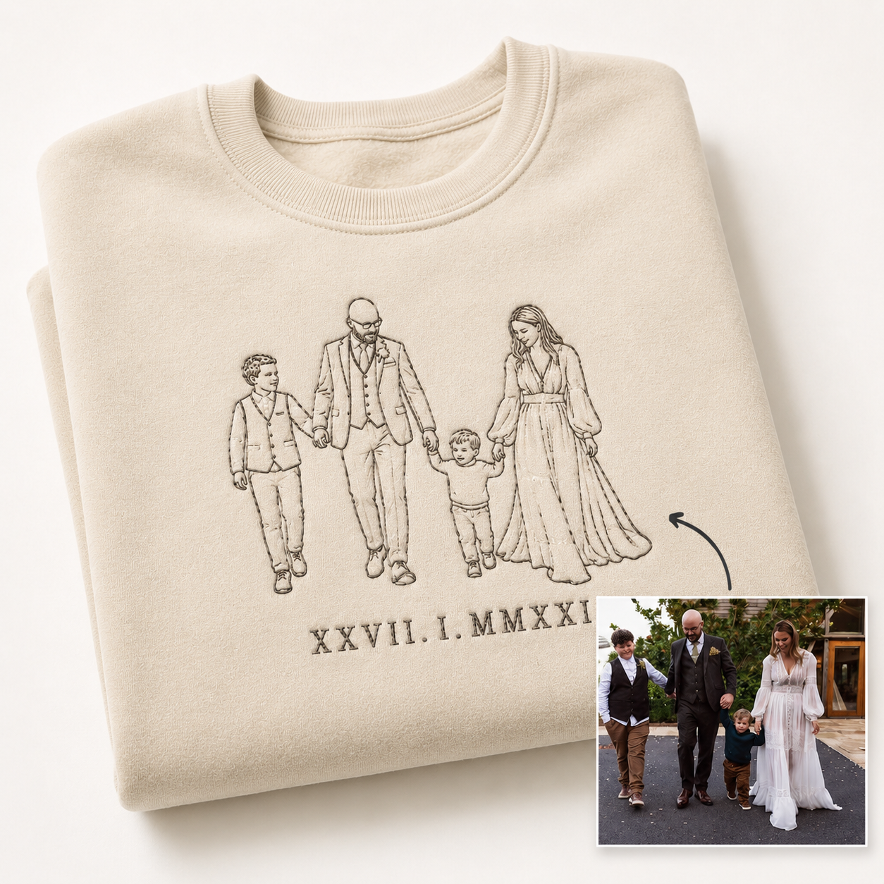 Personalised Photo Outline Embroidered Sweatshirt | From Your Photo