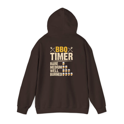 dark chocolate hoodie with bbq timer grill master printed design