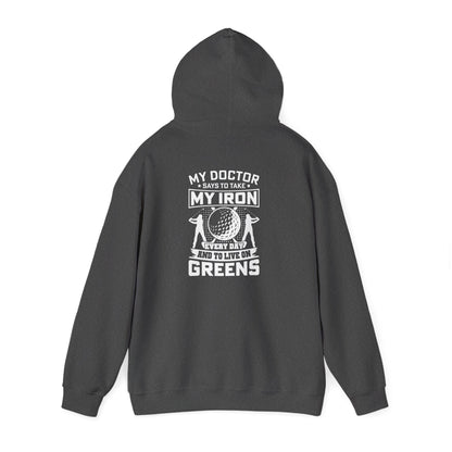 royal blue hoodie with funny golfer saying print