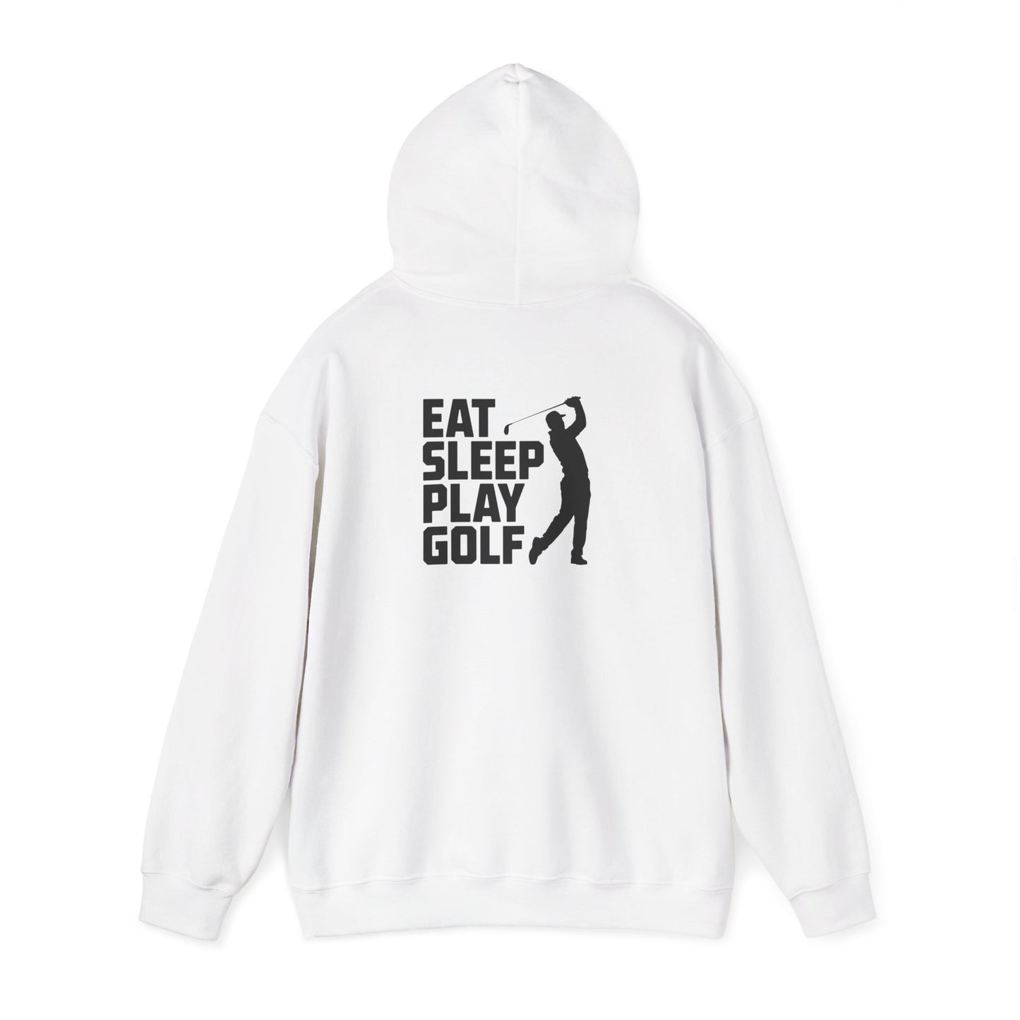 white hoodie with eat sleep play golf funny design