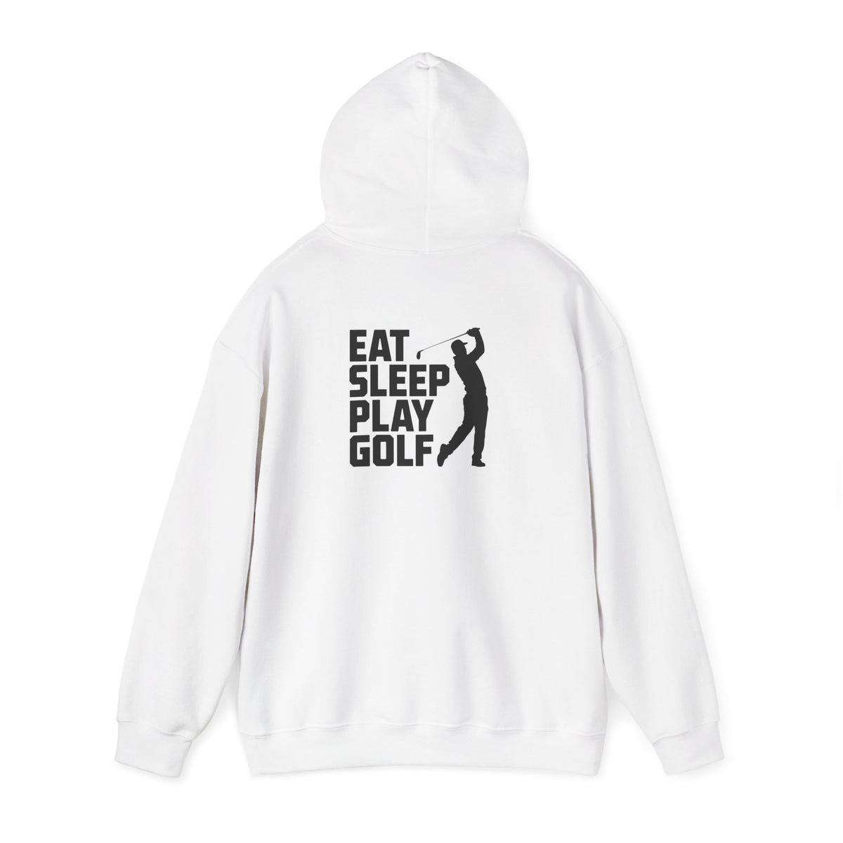 white hoodie with eat sleep play golf funny design