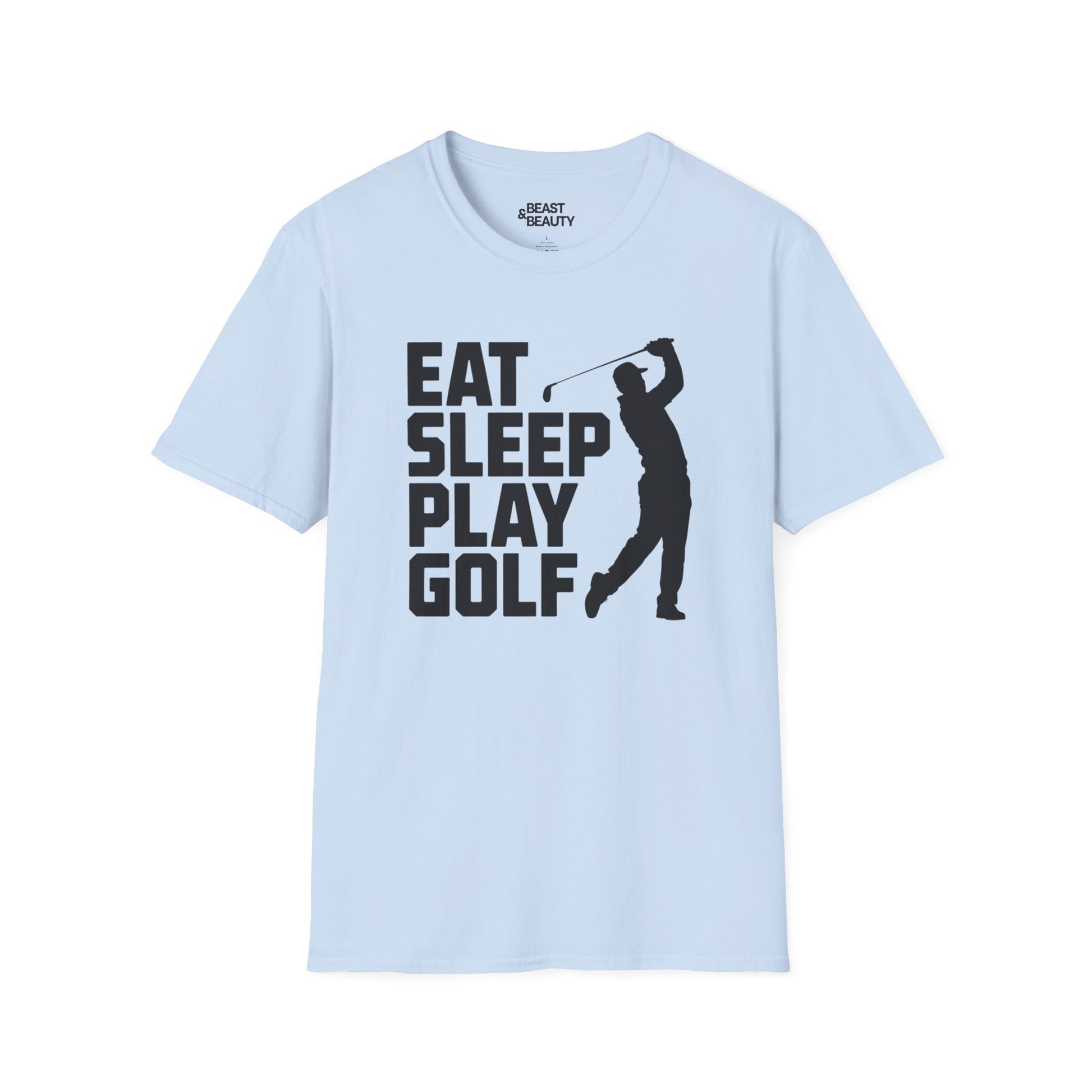 natural t-shirt with eat sleep play golf dad bold printed design