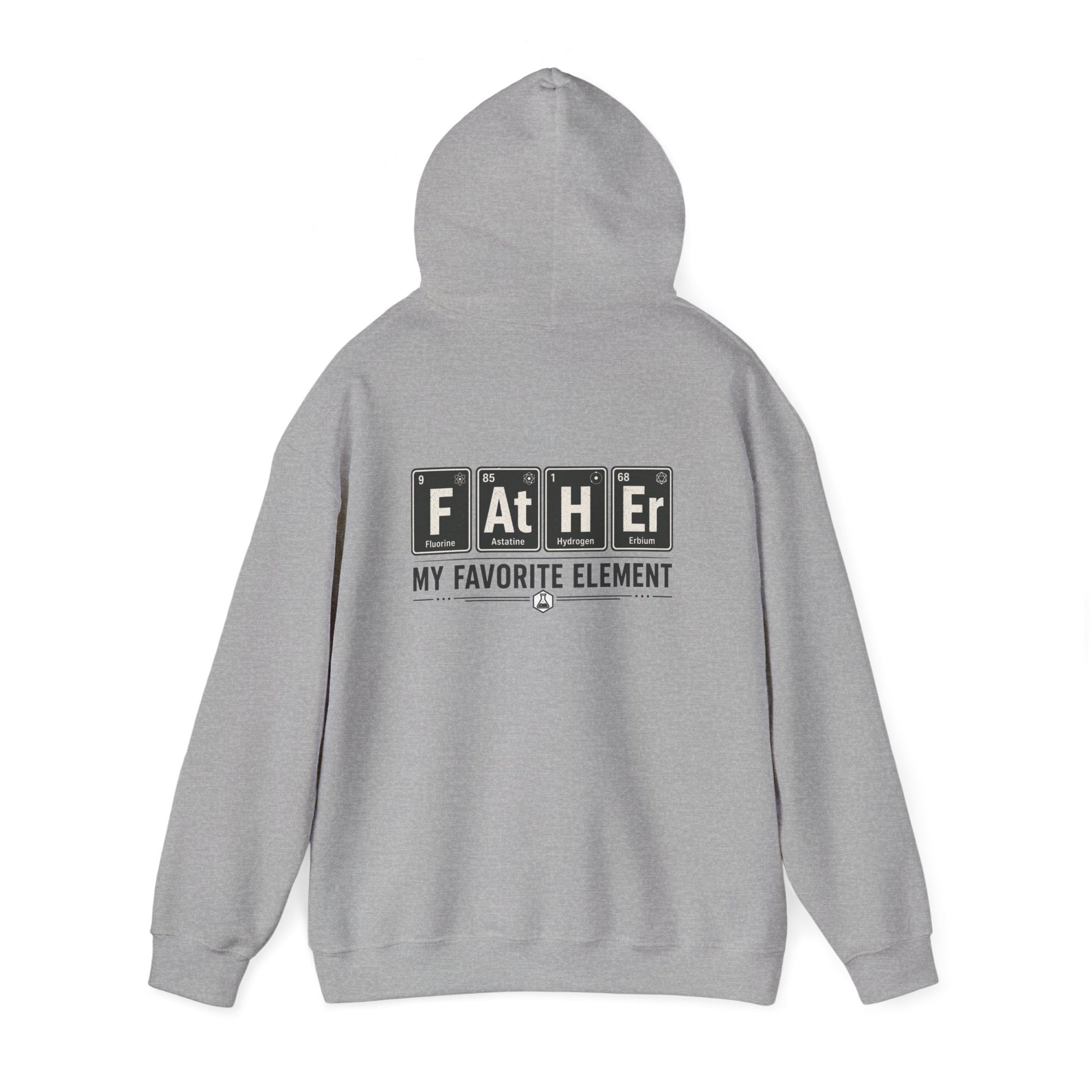 white hoodie with father my favorite element funny science dad graphic