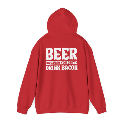 dark heather hoodie with beer because you can't drink bacon funny slogan print for him