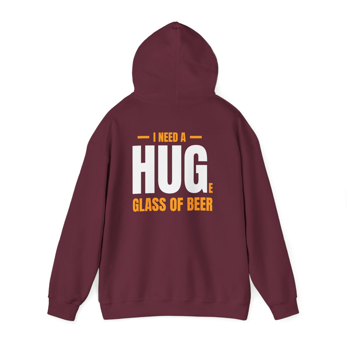 dark heather hoodie with i need a huge glass of beer funny slogan print