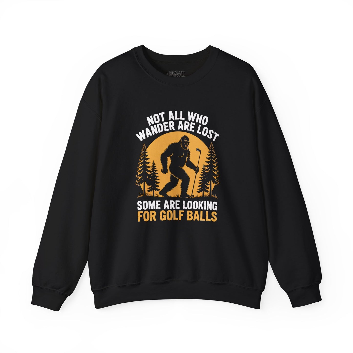 dark heather sweatshirt with not all who wander are lost some are looking for golf balls funny golf design