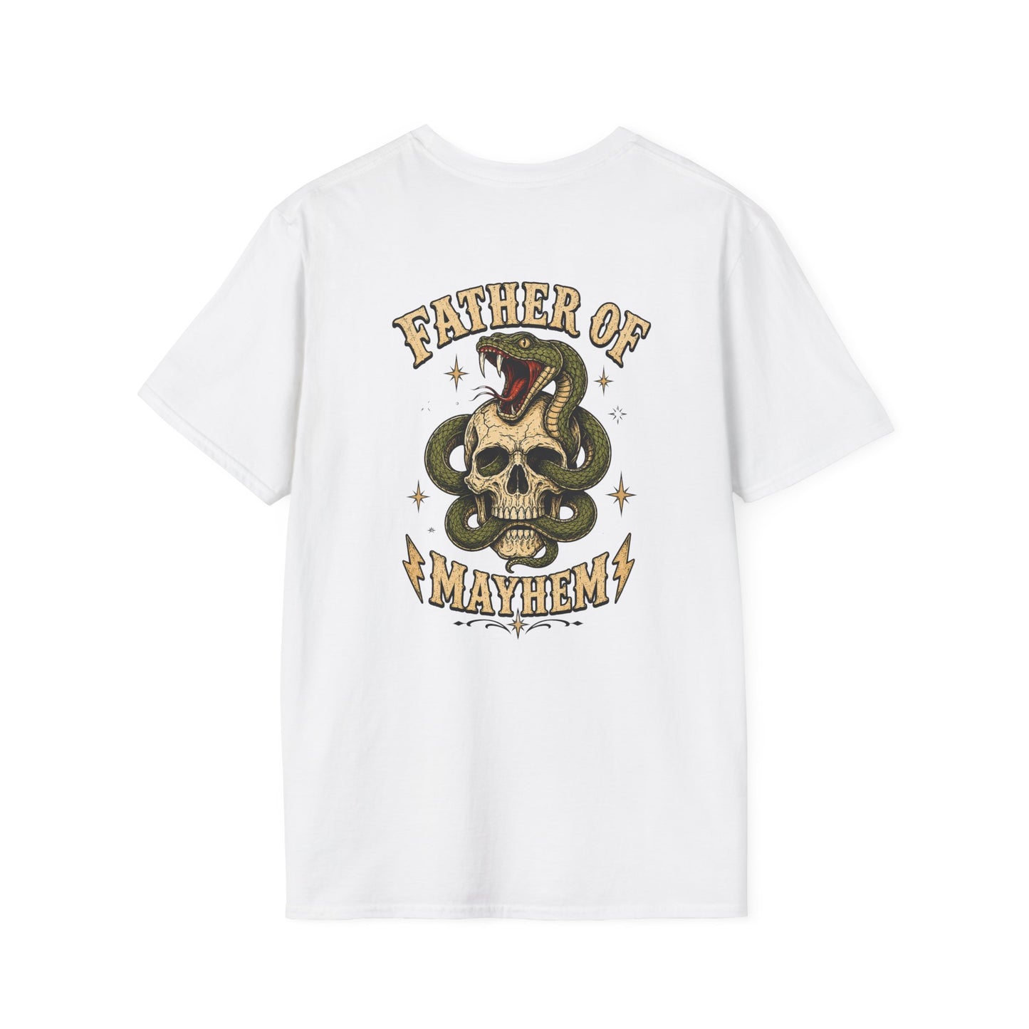 sport grey t-shirt with farthor of mayhem parenting humor graphic