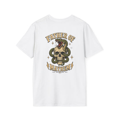 sport grey t-shirt with farthor of mayhem parenting humor graphic
