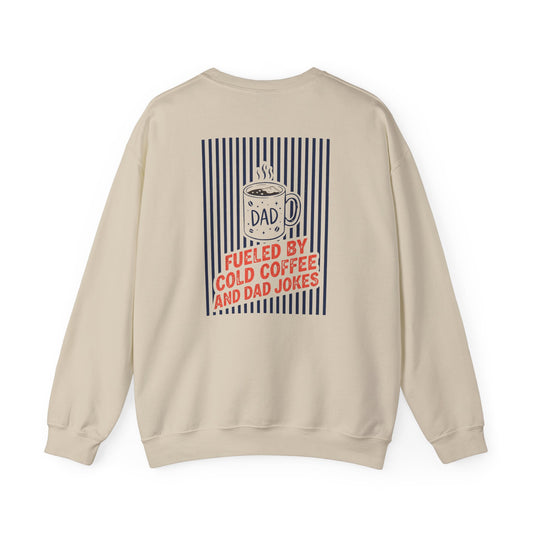 light pink sweatshirt with cold coffee dad jokes funny dad graphic