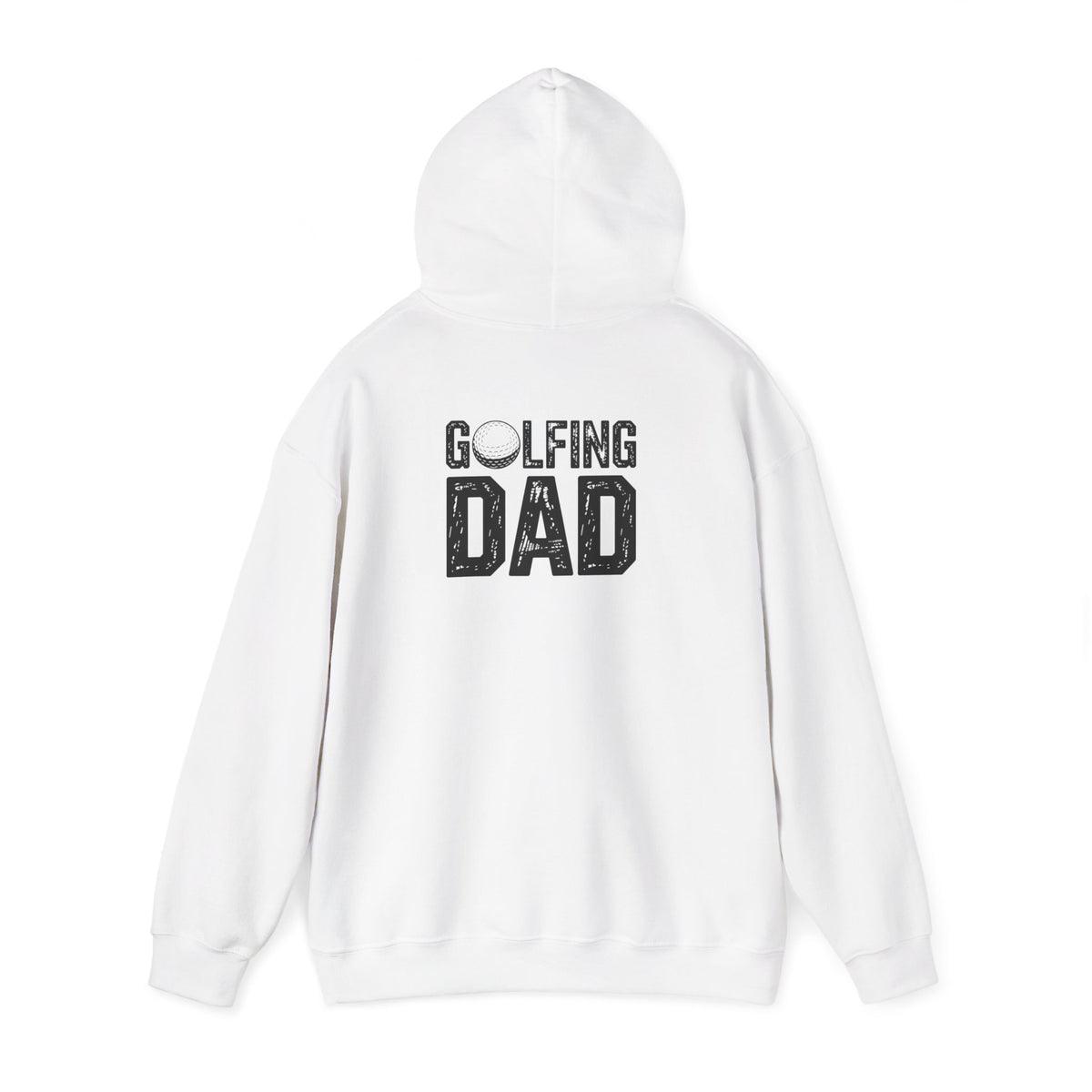 white hoodie with golfing dad golf lover graphic