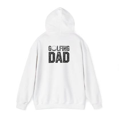 white hoodie with golfing dad golf lover graphic