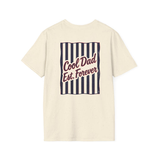light blue vintage t-shirt with cool dad est forever slogan design for dad gift