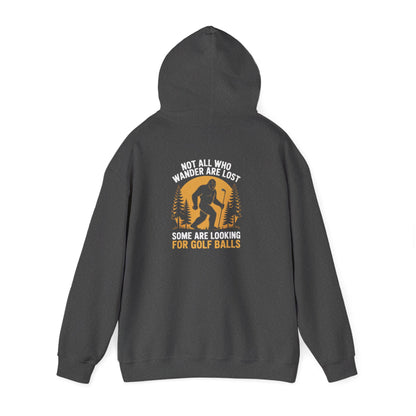 dark heather hoodie with not all who wander are lost looking for golf balls funny golf design