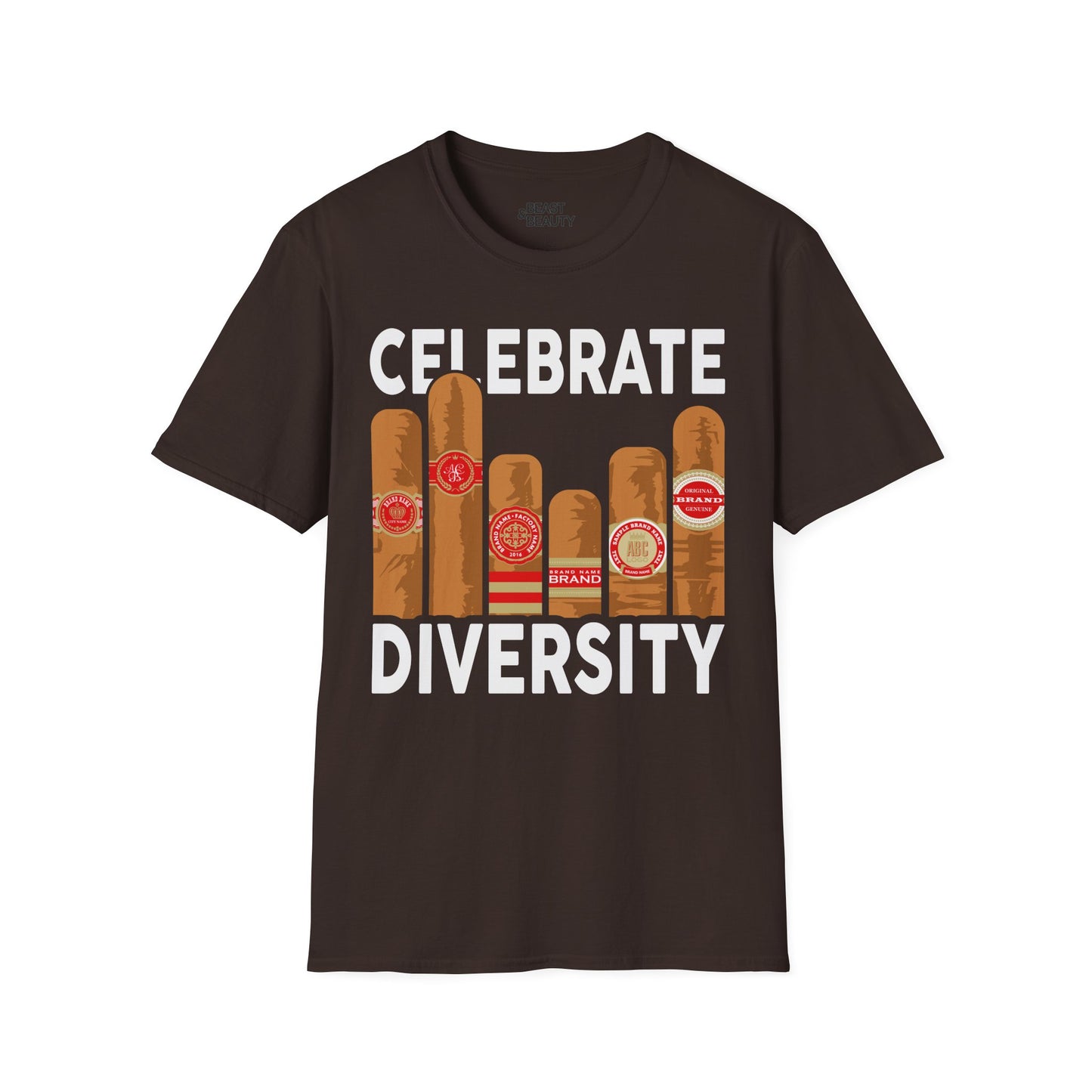 black t-shirt with celebrate diversity cigar lover funny graphic tee