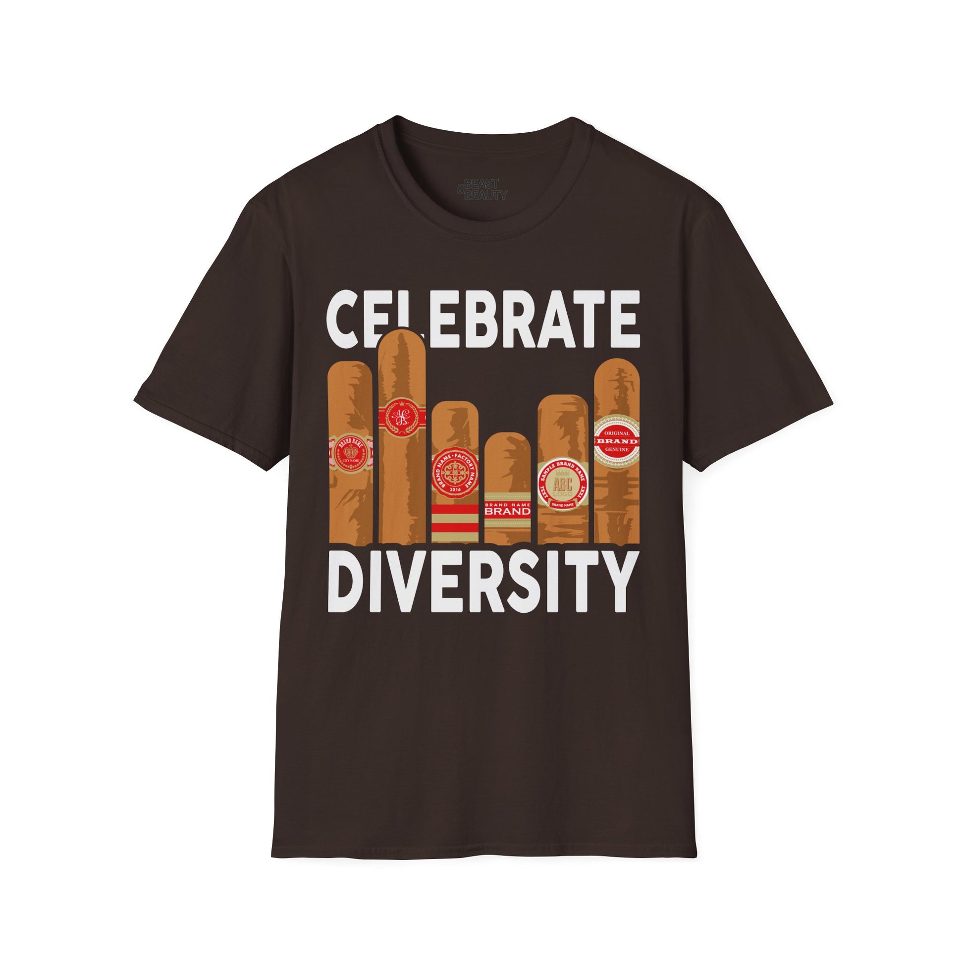 black t-shirt with celebrate diversity cigar lover funny graphic tee