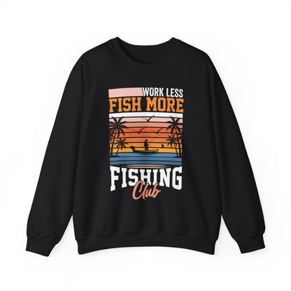 maroon sweatshirt with fishing club slogan graphic