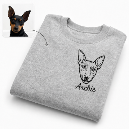 Personalised Pet Portrait Embroidered Sweatshirt | From Your Pet's Photo