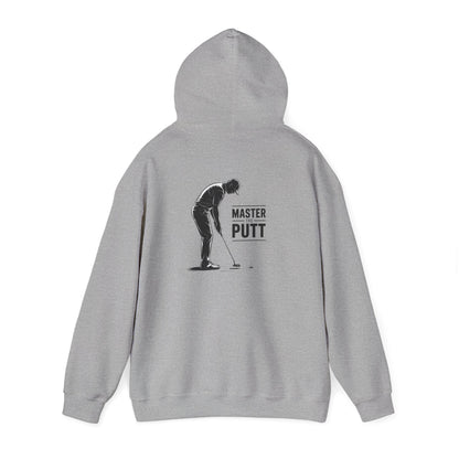 sand hoodie with master the putt golf slogan design