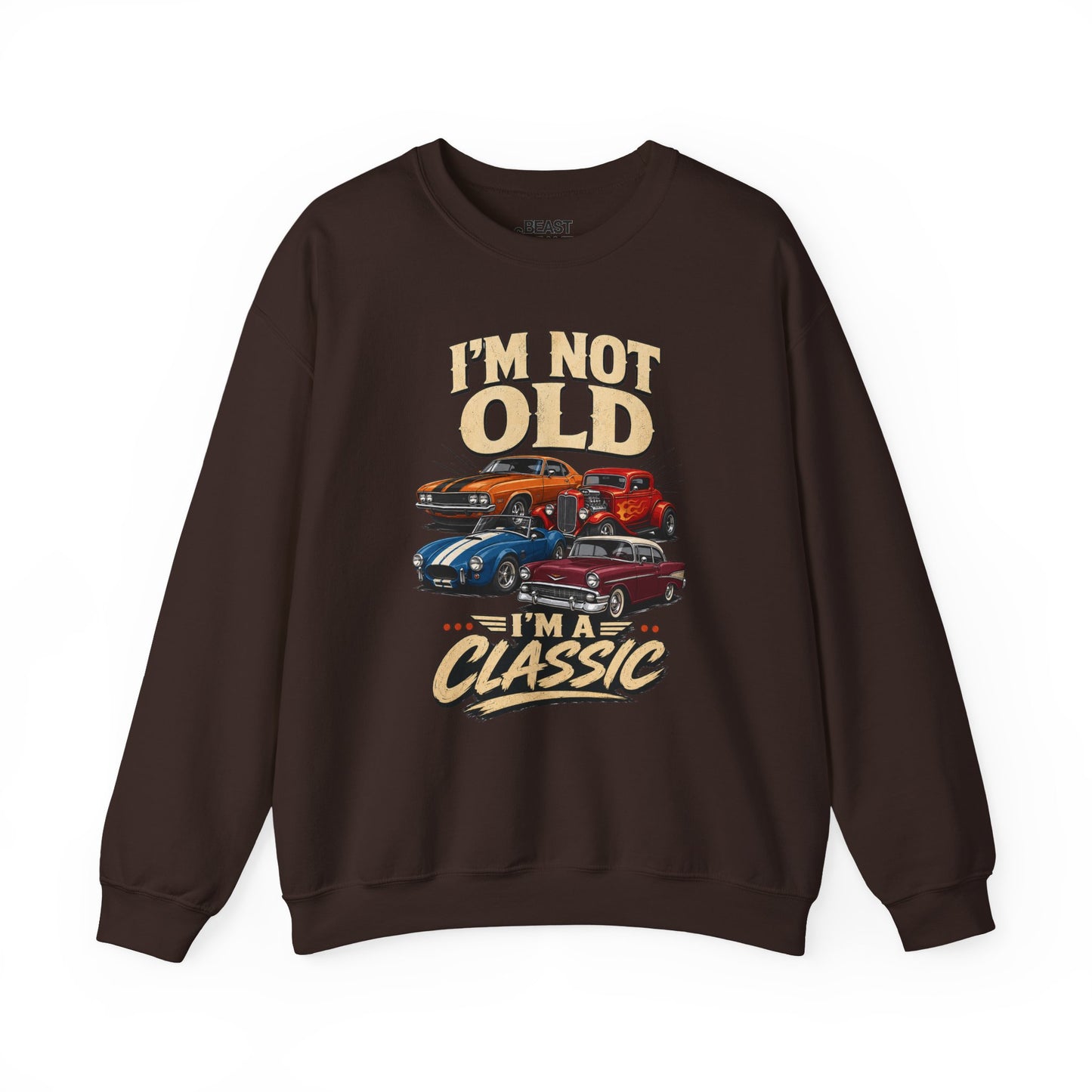 light pink sweatshirt with i'm not old i'm a classic funny car slogan design