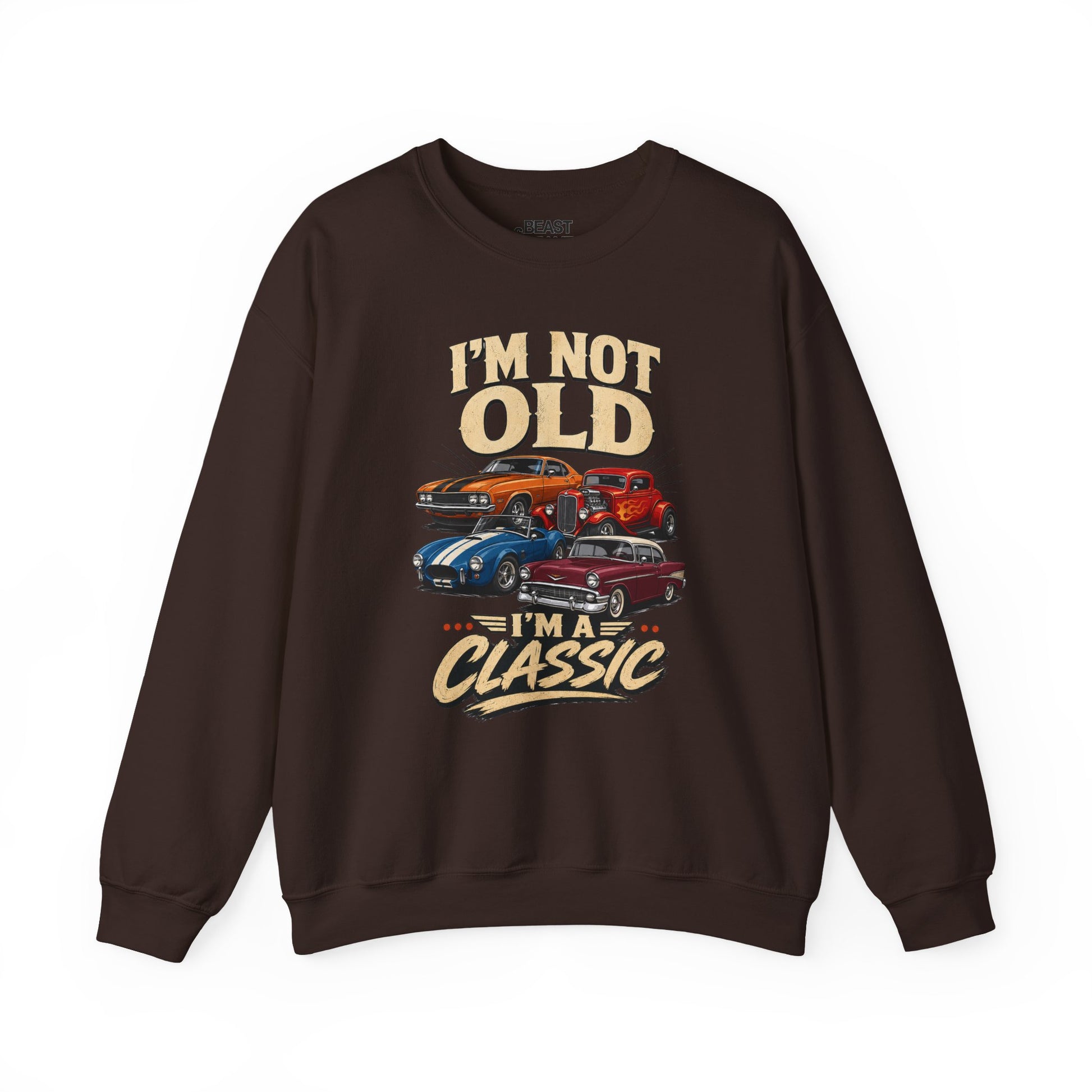 light pink sweatshirt with i'm not old i'm a classic funny car slogan design