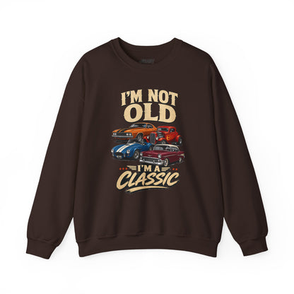light pink sweatshirt with i'm not old i'm a classic funny car slogan design