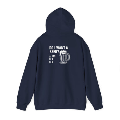 black hoodie with do i want a beer humorous beer lover design