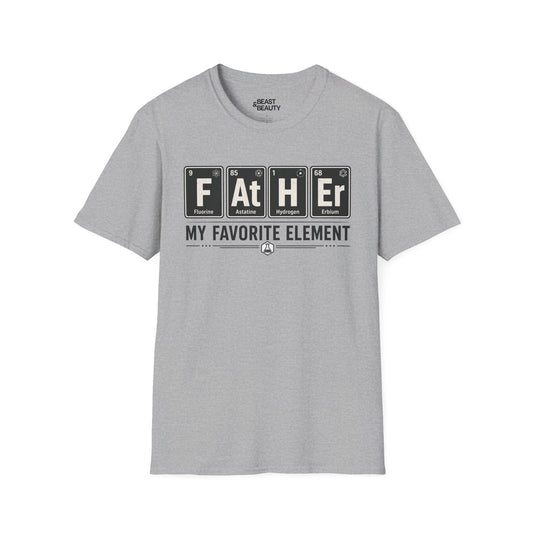sport grey t-shirt with father my favorite element chemistry dad graphic