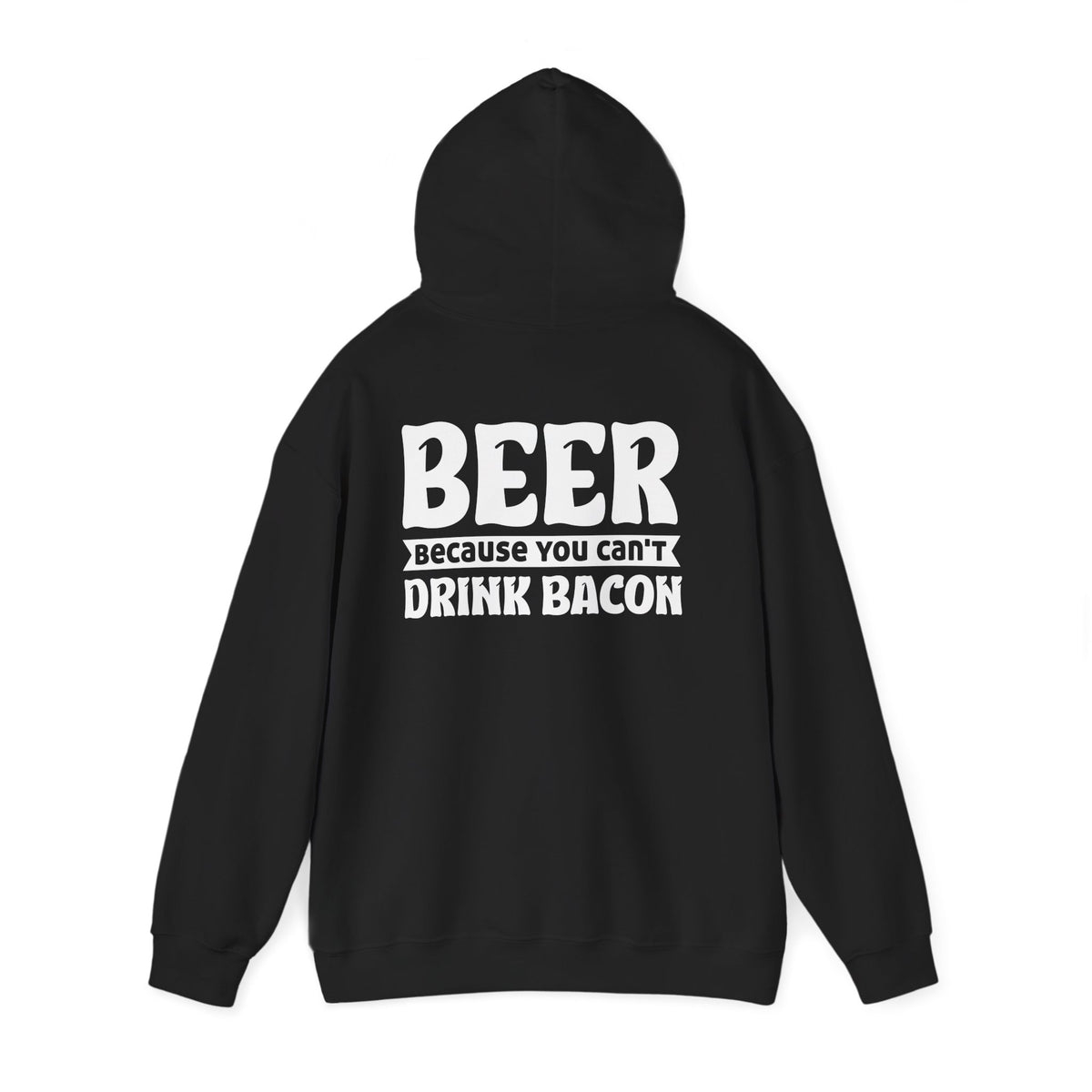 black hoodie with beer and bacon funny slogan for beer lovers and foodie gift