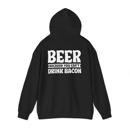 black hoodie with beer and bacon funny slogan for beer lovers and foodie gift