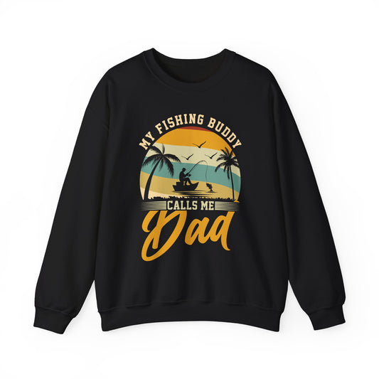 dark heather sweatshirt with my fishing buddy calls me grandpa funny grandpa design