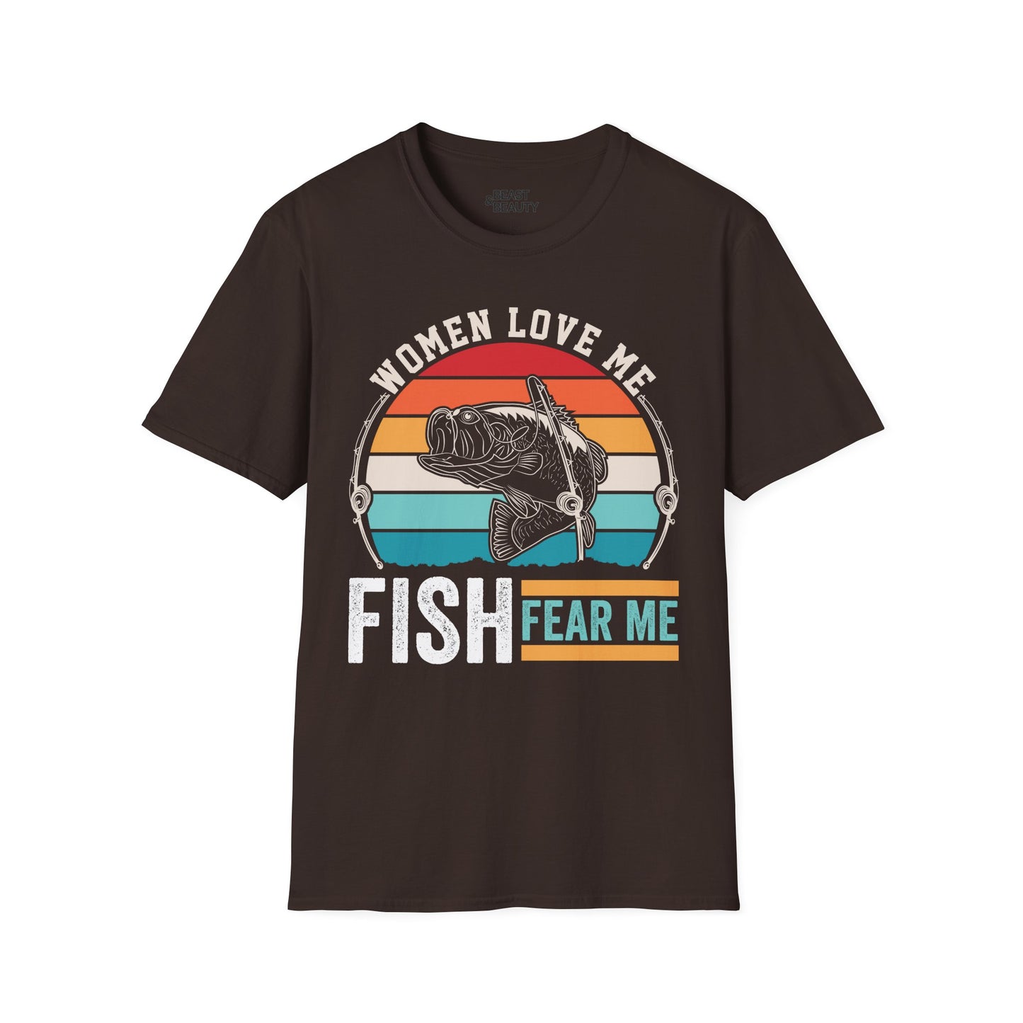 women love me fish fear me t-shirt t-shirt front product image
