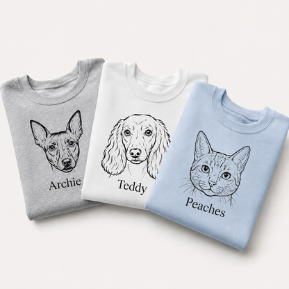 Personalised Pet Portrait Embroidered Sweatshirt | From Your Pet's Photo