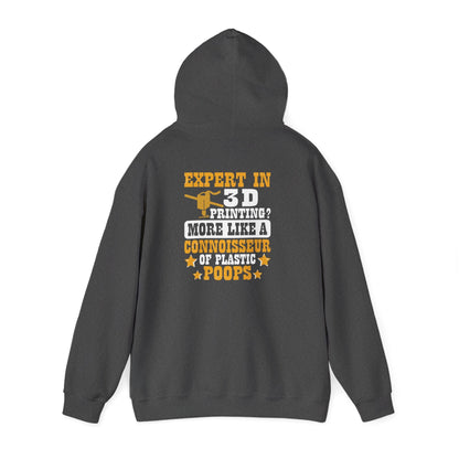 dark heather hoodie with funny 3D printing expert slogan gift for hobbyists